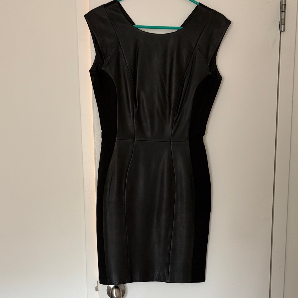 Black Leather Sheath Dress - Women